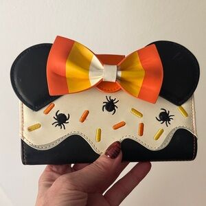 Halloween Minnie Mouse Ears Wallet with Candy Corn Bow